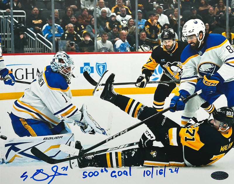 Evgeni Malkin Signed, Inscribed "500th Goal 10/16/24" Pittsburgh Penguins 8x10 Photo