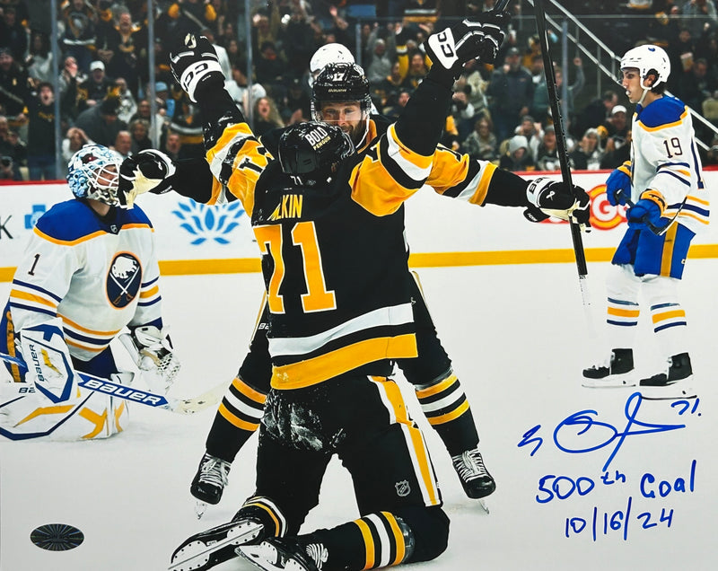 Evgeni Malkin Signed, Inscribed "500th Goal 10/16/24" Pittsburgh Penguins 8x10 Photo