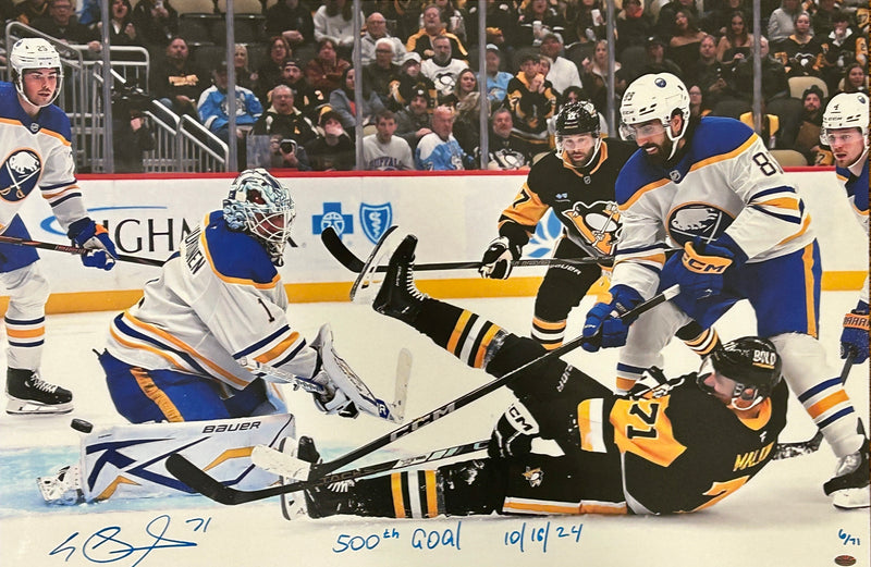 Evgeni Malkin Signed, Inscribed "500th Goal 10/16/24" 20" x 30" Canvas - Limited Edition of 71