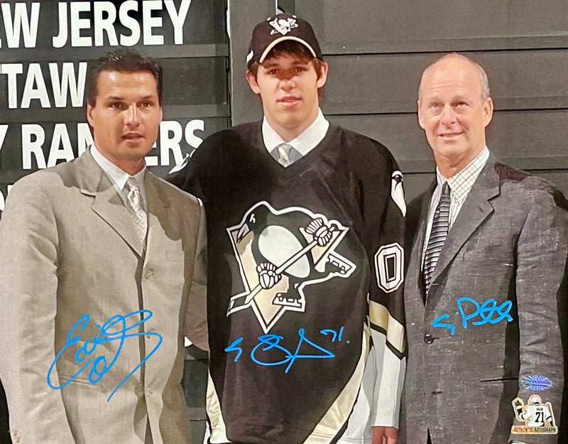 Evgeni Malkin, Craig Patrick & Eddie Olczyk Signed 2004 NHL Draft 11x14 Photo