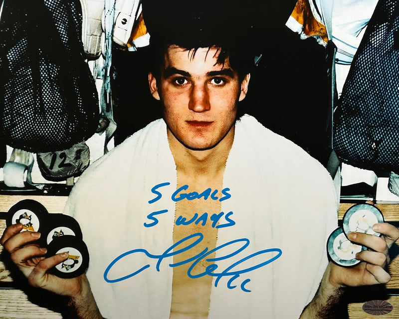 Mario Lemieux Signed, Inscribed "5 Goals 5 Ways" 8x10 Photo