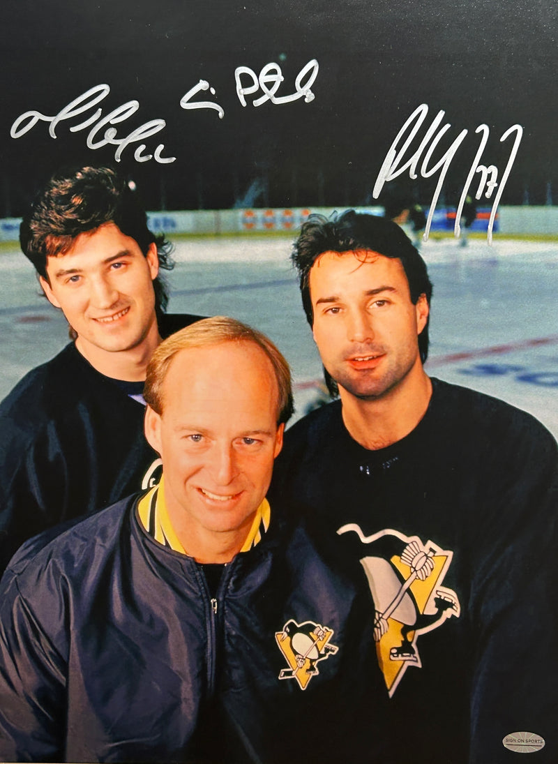 Mario Lemieux, Paul Coffey & Craig Patrick Signed 11x14 Photo