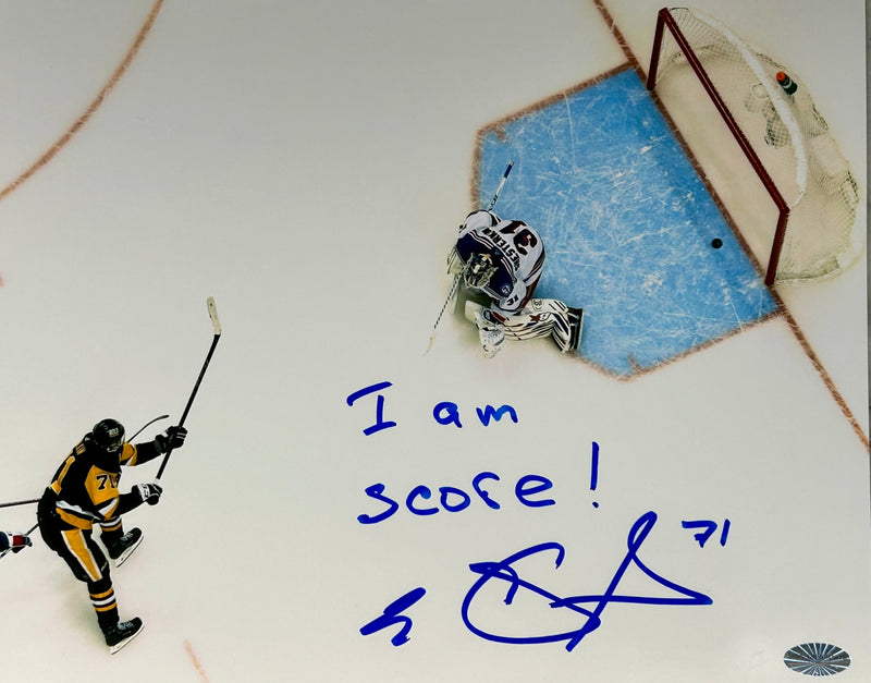 Evgeni Malkin Signed, Inscribed "I am Score Pittsburgh Penguins 8x10 Photo