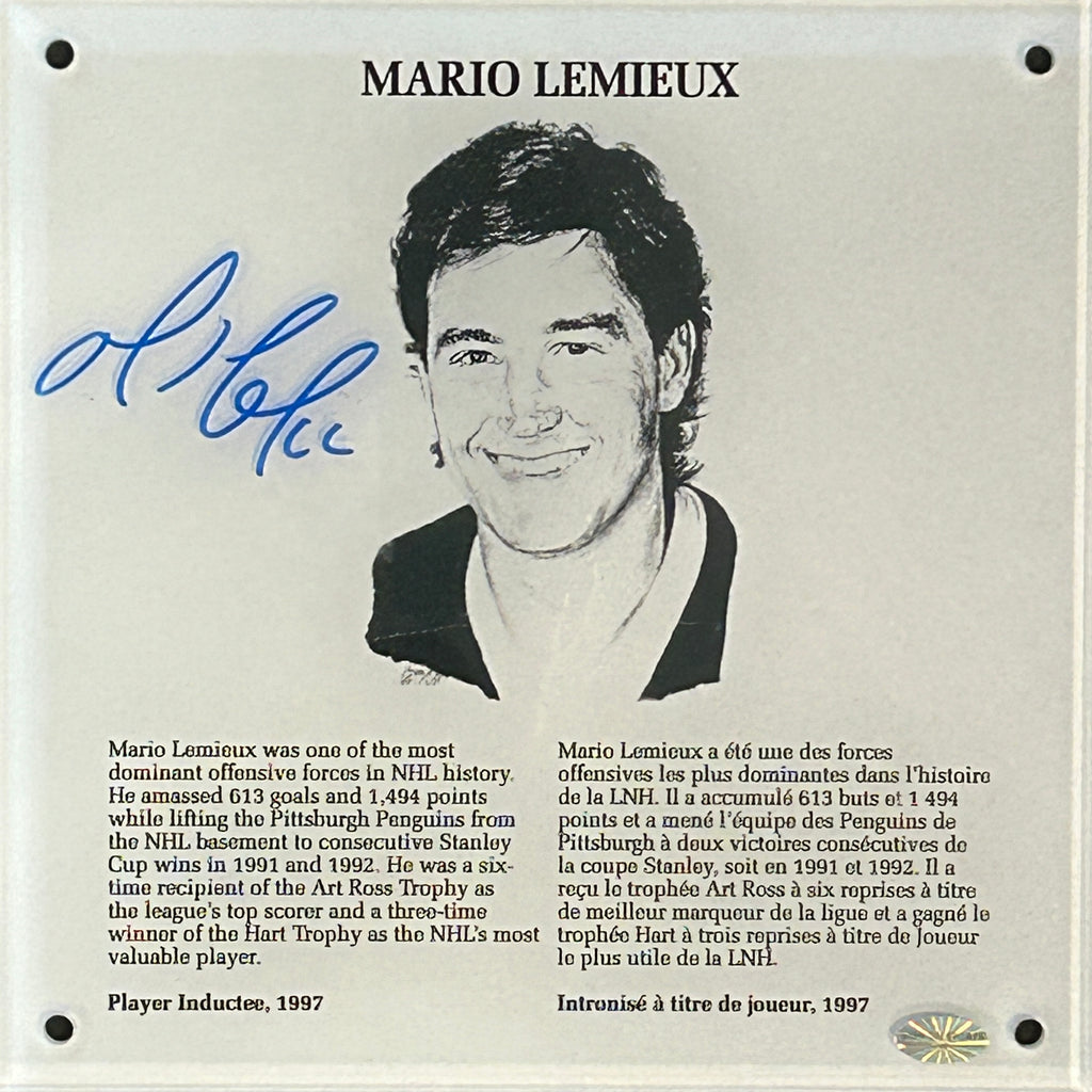 Mario Lemieux Signed Hockey Hall of Fame Plaque