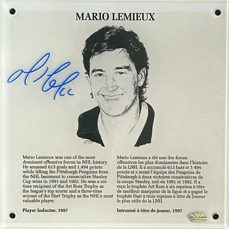 Mario Lemieux Signed Hockey Hall of Fame Plaque