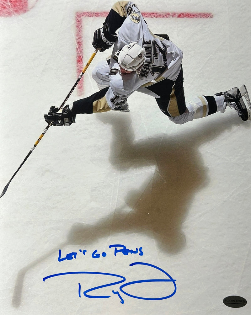 Ryan Malone Signed, Inscribed "Let's Go Pens" 8x10 Photo