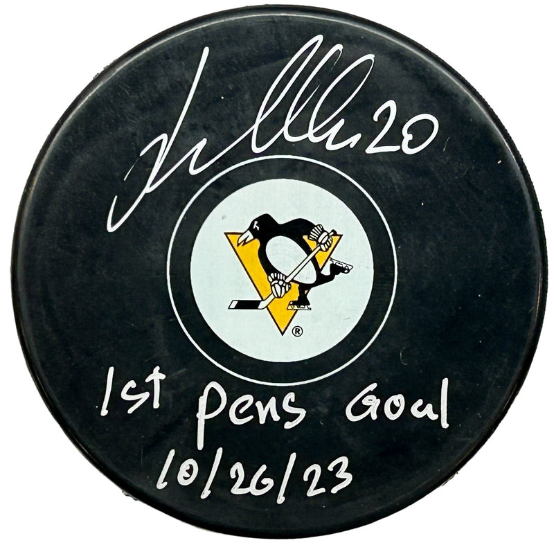 Lars Eller Signed, Inscribed "1st Pens Goal 10/26/23" Pittsburgh Penguins Puck