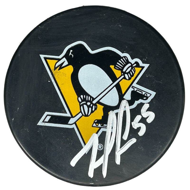 Noel Acciari Signed Pittsburgh Penguins Large Logo Hockey Puck