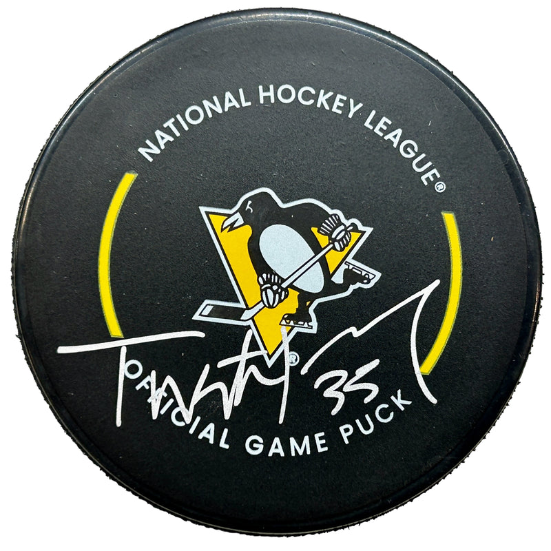 Tristan Jarry Signed Pittsburgh Penguins Game Model Hockey Puck