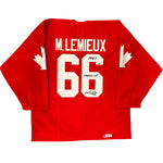 Mario Lemieux Signed, Inscribed "1987 Canada Cup" Team Canada Red Authentic Size 52 Jersey with Fight Strap