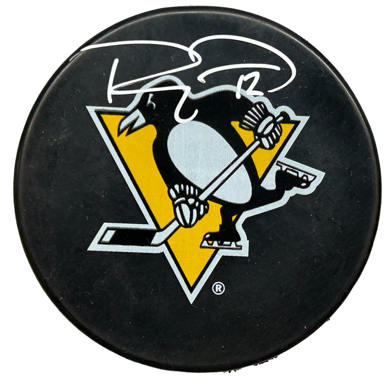 Ryan Malone Signed Pittsburgh Penguins Large Logo Hockey Puck