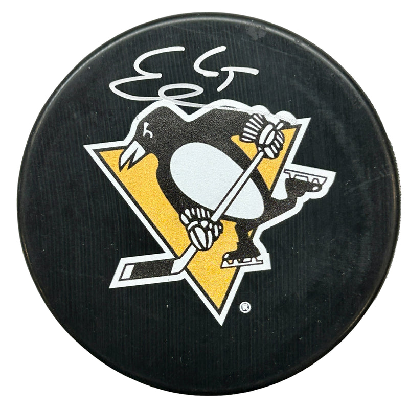 Erik Karlsson Signed Pittsburgh Penguins Large Logo Hockey Puck