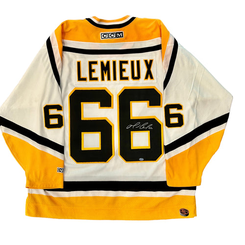 Limited Edition Mario Lemieux Signed Pittsburgh Penguins White