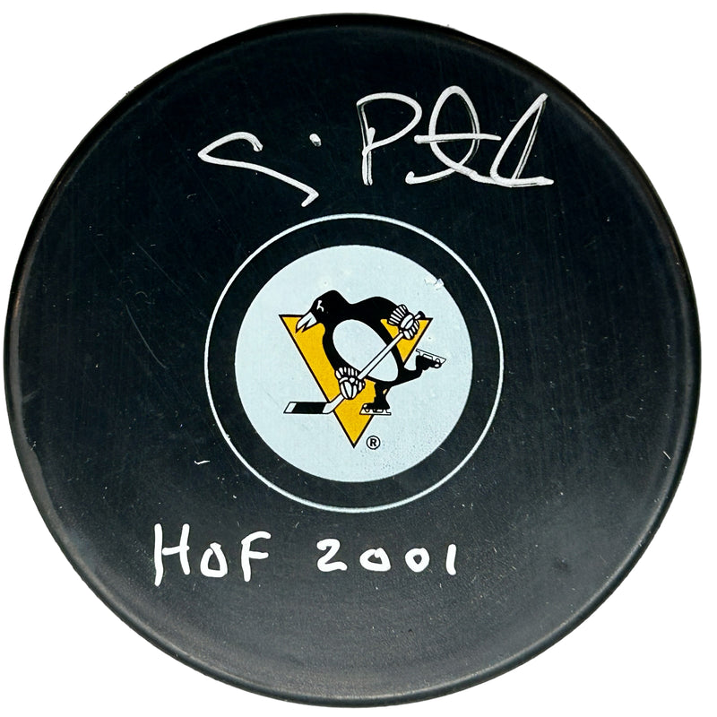Craig Patrick Signed, Inscribed "HOF 2001" Pittsburgh Penguins Hockey Puck