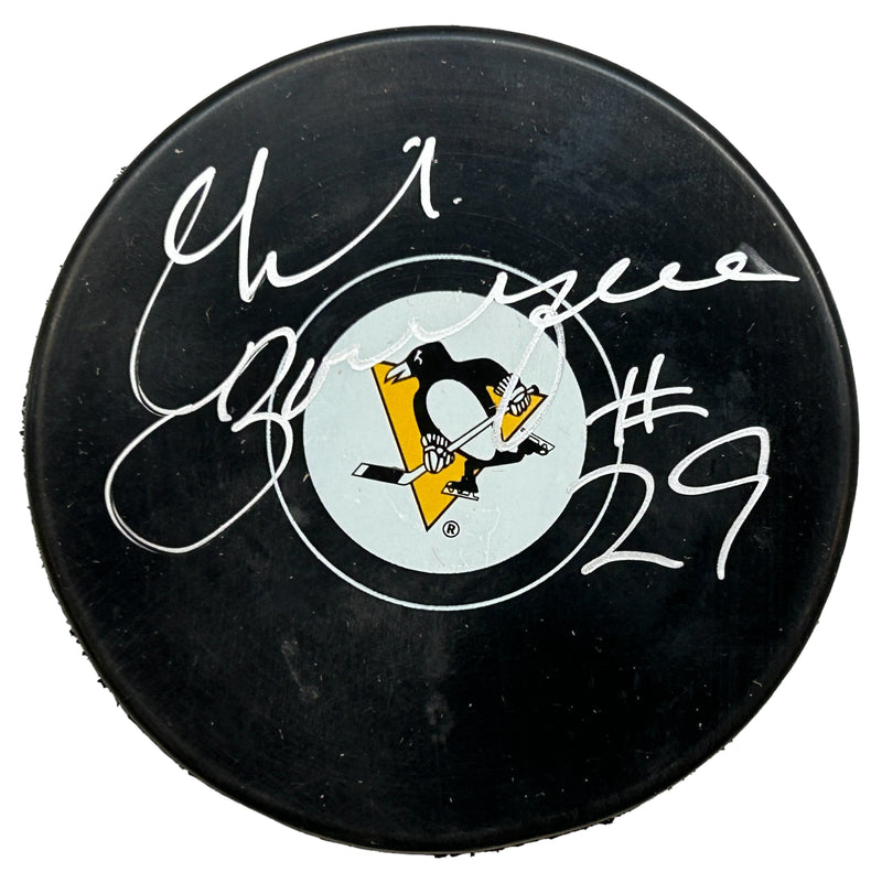 Phil Bourque Signed Pittsburgh Penguins Hockey Puck