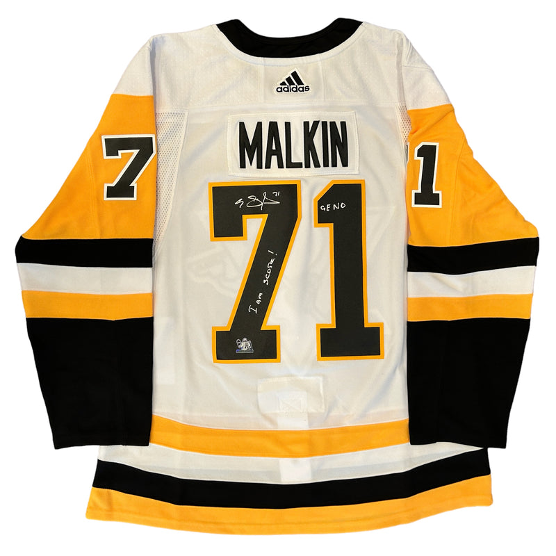 Evgeni Malkin Signed, Inscribed Pittsburgh Penguins Adidas Authentic Away Jersey
