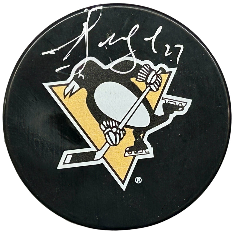 Alexei Kovalev Signed Pittsburgh Penguins Large Logo Hockey Puck