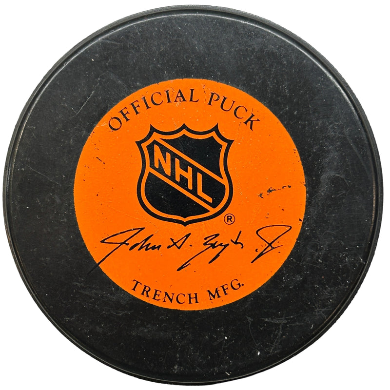 Mario Lemieux Signed, Inscribed "MVP" 1985 NHL All Star Game Model Hockey Puck