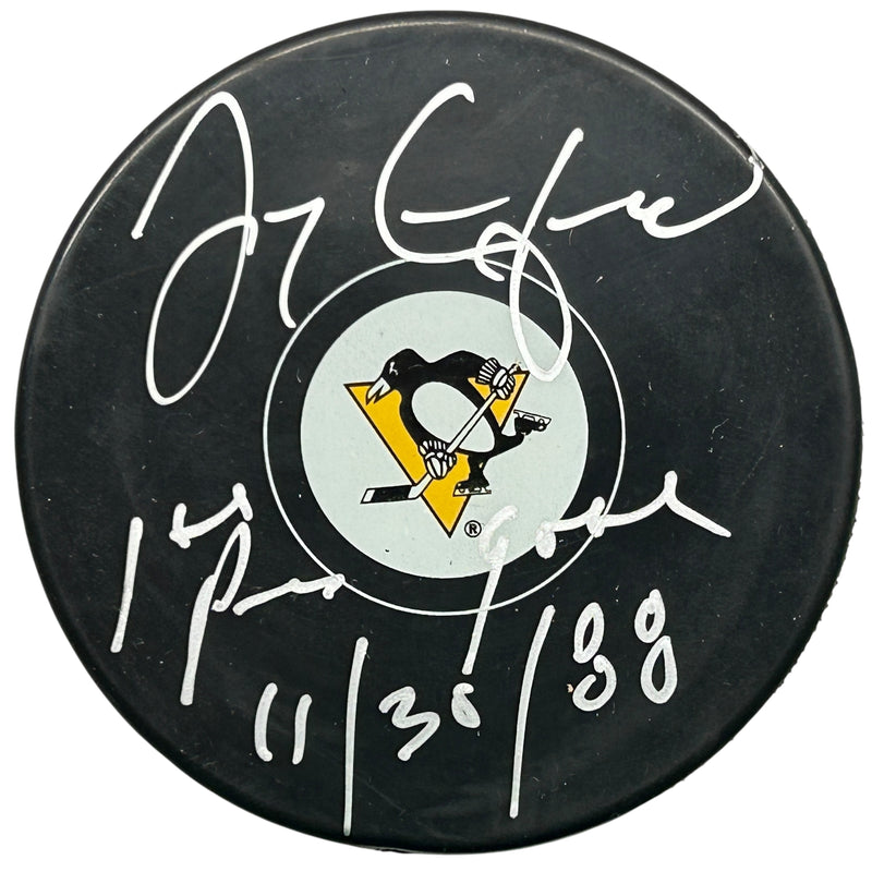 Jay Caufield Signed, Inscribed "1st Pens Goal 11/30/88" Pittsburgh Penguins Puck