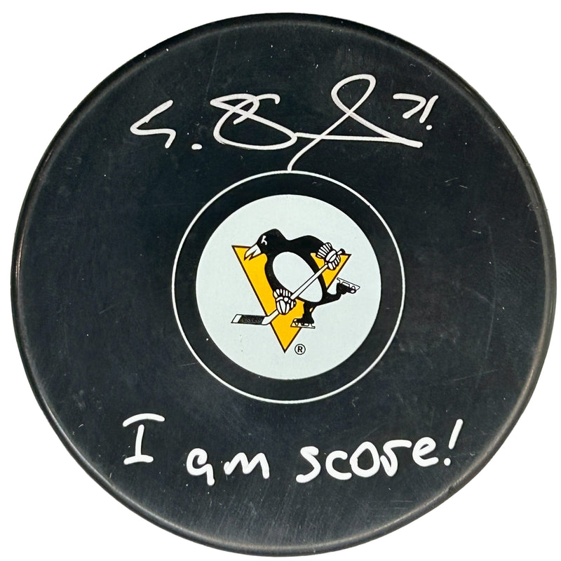Evgeni Malkin Signed, Inscribed "I Am Score" Pittsburgh Penguins Hockey Puck