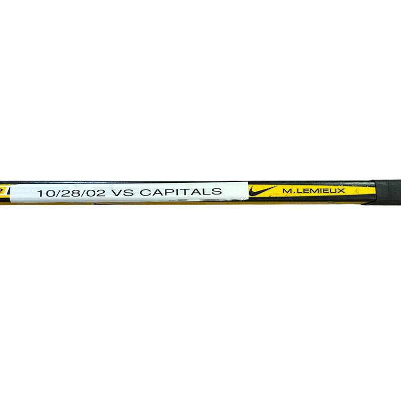 Mario Lemieux Game-Used, Signed Hockey Stick from October 28, 2002, Letter from Mario