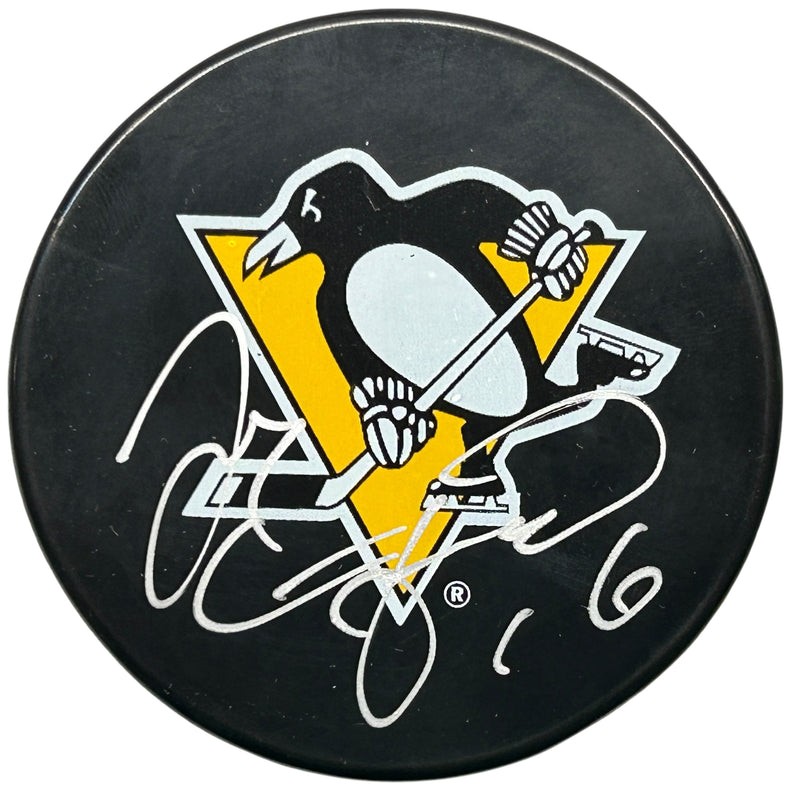 Jay Caufield Signed Pittsburgh Penguins Large Logo Puck