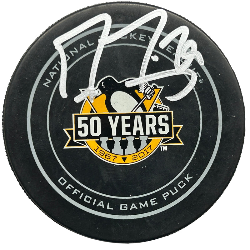 Marc-Andre Fleury Signed Pittsburgh Penguins 50 Years Game Model Puck