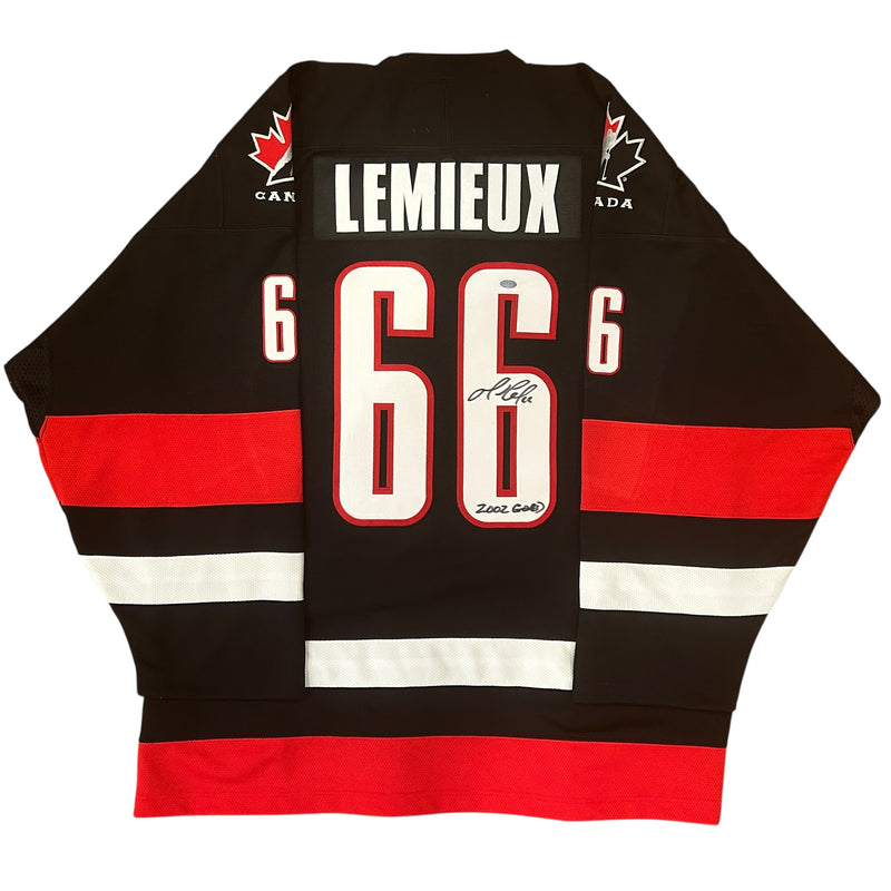 Mario Lemieux Signed, Inscribed "2002 Gold" Team Canada Nike Jersey
