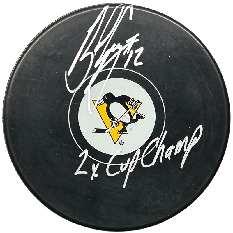 Bob Errey Signed, Inscribed "2X Cup Champ" Pittsburgh Penguins Puck