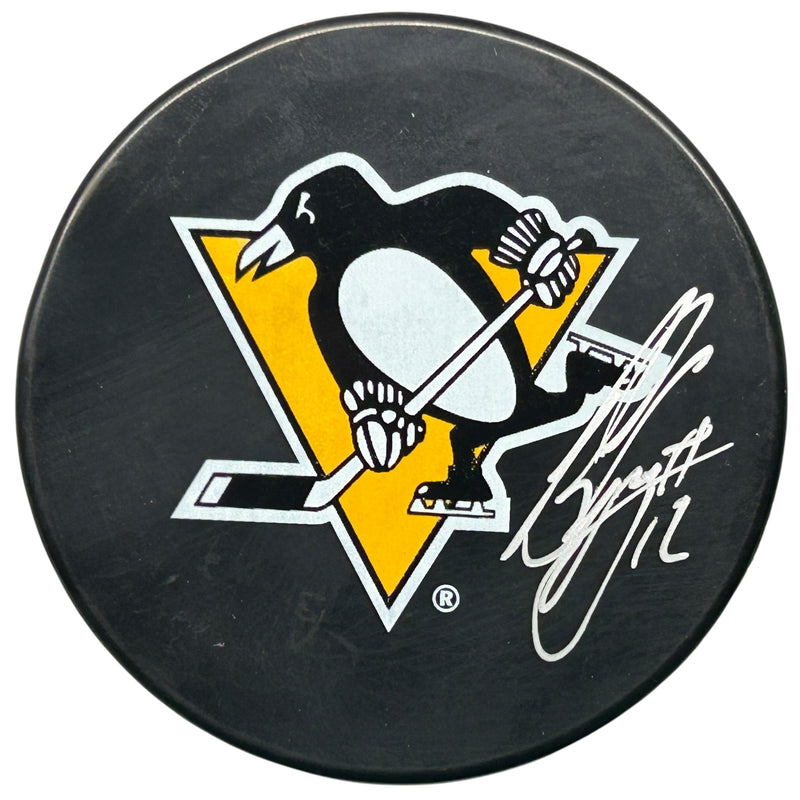 Bob Errey Signed Pittsburgh Penguins Large Logo Puck