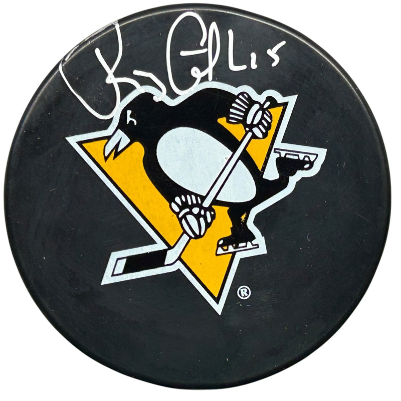Randy Gilhen Signed Pittsburgh Penguins Large Logo Puck