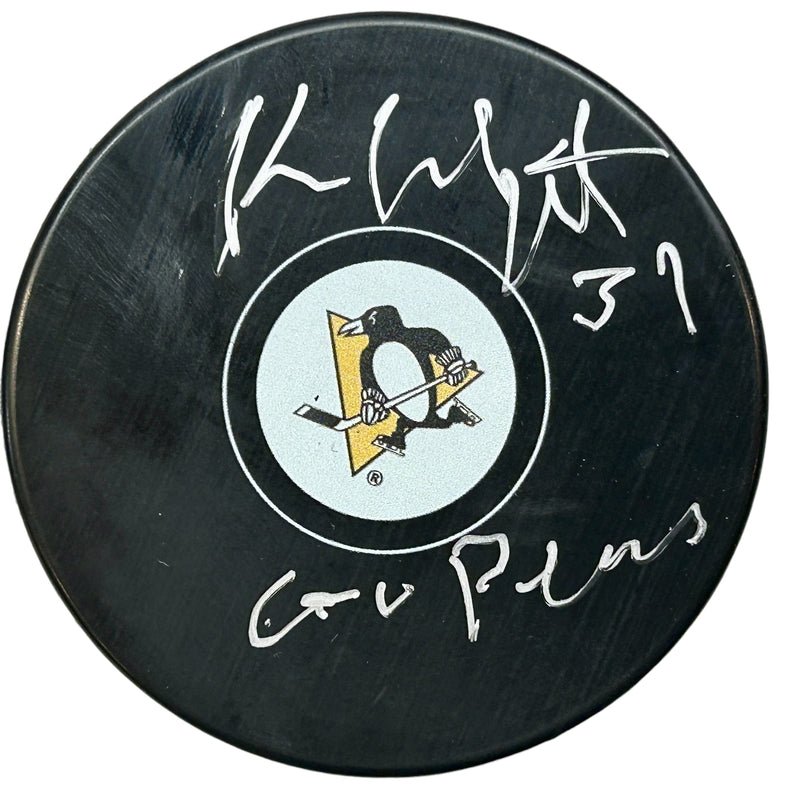 Kenny Wregget Signed, Inscribed "Go Pens" Pittsburgh Penguins Hockey Puck