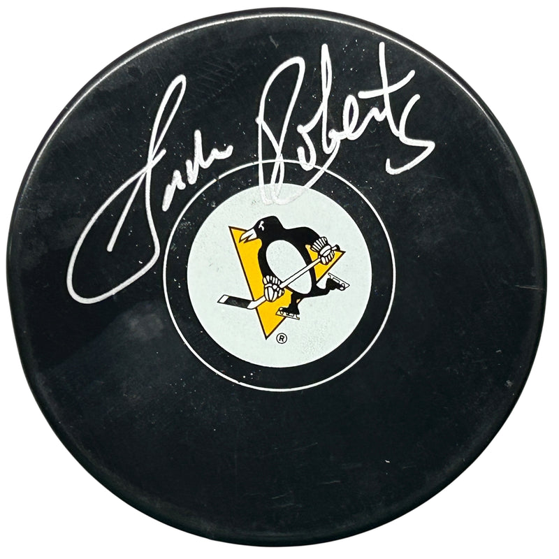 Gordie Roberts Signed Pittsburgh Penguins Puck