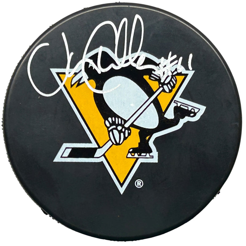 John Cullen Signed Pittsburgh Penguins Large Logo Puck