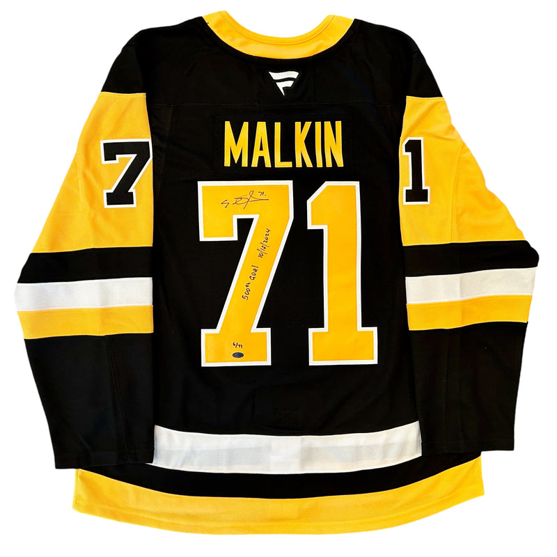 Evgeni Malkin Signed, Inscribed "500th Goal 10/16/2024" Pittsburgh Penguins Fanatics Authentic Home Jersey - Limited Edition of 71