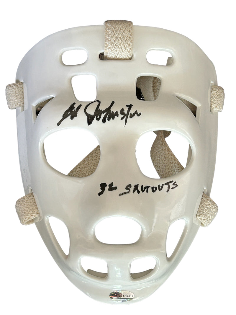 Eddie Johnston Signed, Inscribed "32 Shutouts" Hockey Goalie Mask