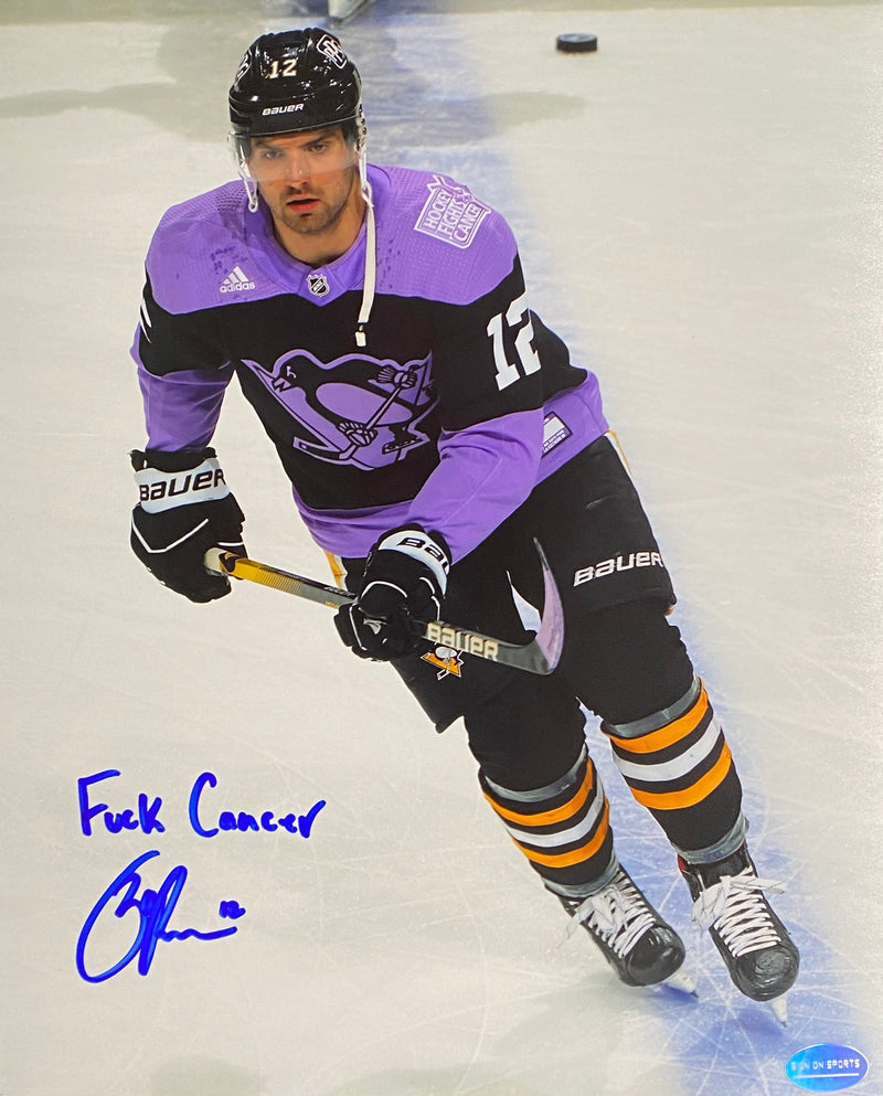 Zach Aston-Reese Signed, Inscribed "F*ck Cancer" Pittsburgh Penguins 8x10 Photo
