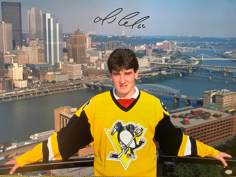Mario Lemieux  Signed Pittsburgh Penguins 18x24 Canvas - First Day in Pittsburgh