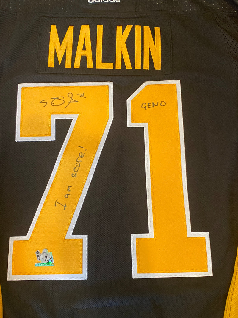 Evgeni Malkin Signed Penguins 35x43 Custom Framed Jersey (JSA COA)