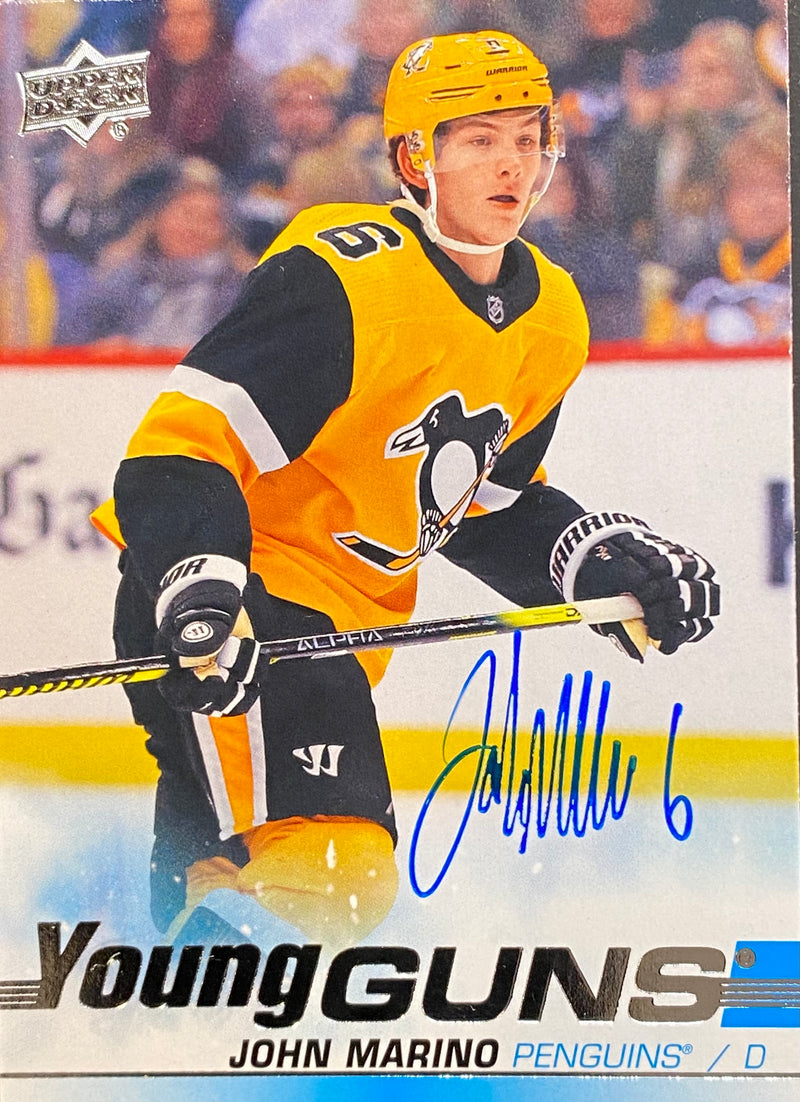 John Marino Signed 2019-20 Topps Now Sticker Rookie Card #43 Pittsburgh  Penguins