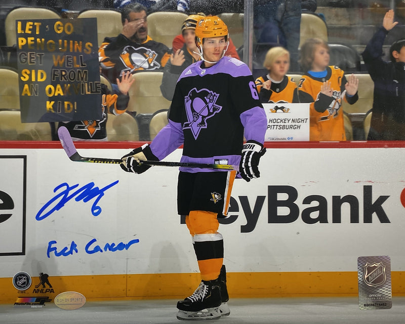 John Marino Signed, Inscribed "F*ck Cancer" Pittsburgh Penguins 8x10 Photo
