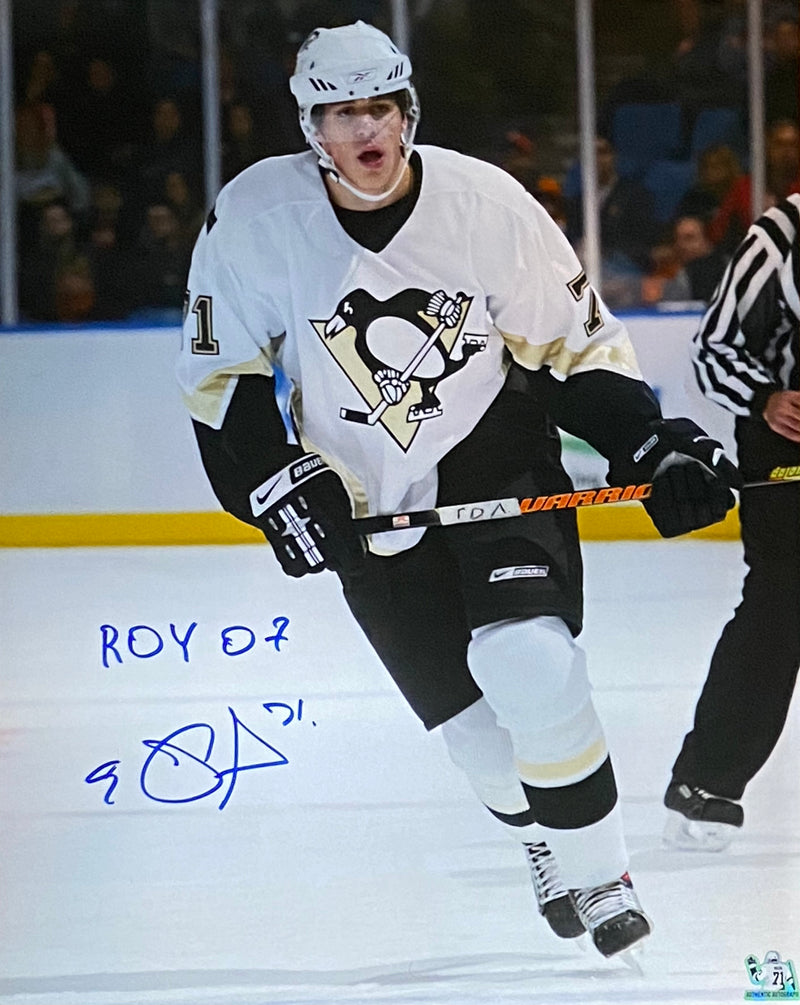Evgeni Malkin Signed, Inscribed "ROY 07" Pittsburgh Penguins 16x20 Photo