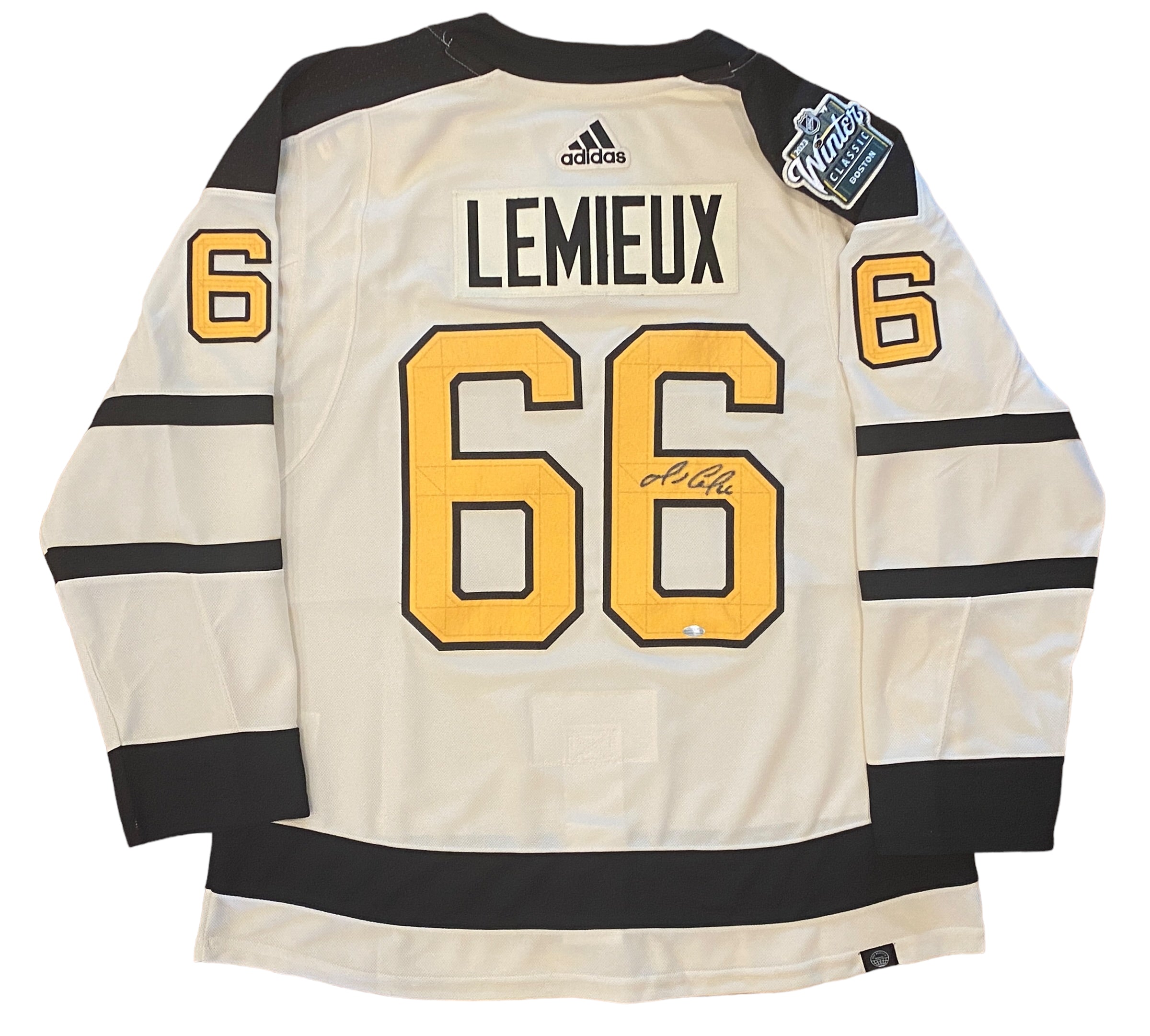 Mario LeMieux Signed, Inscribed 1985 Calder Pittsburgh Penguins Adidas Authentic Jersey