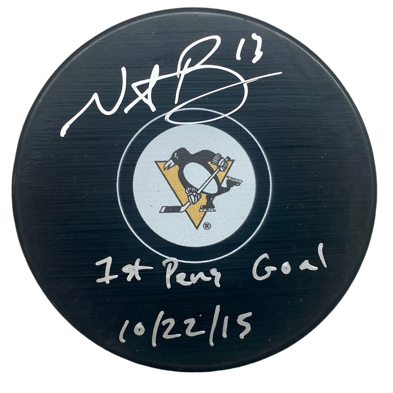 Nick Bonino Signed, Inscribed "1st Pens Goal 10/22/15" Pittsburgh Penguins Hockey Puck