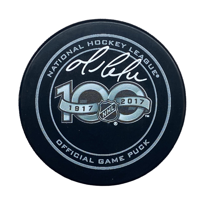 Mario Lemieux Signed Pittsburgh Penguins NHL Game Model Hockey Puck - NHL's 100th Anniversary
