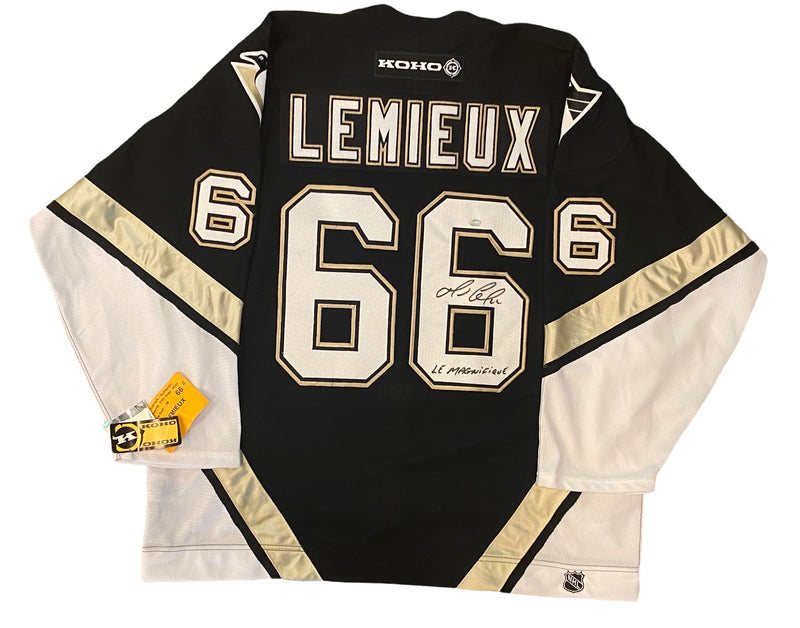 Mario Lemieux Signed, Inscribed "Le Magnifique" Pittsburgh Penguins Authentic Koho Jersey - Size 56 - New with Tags