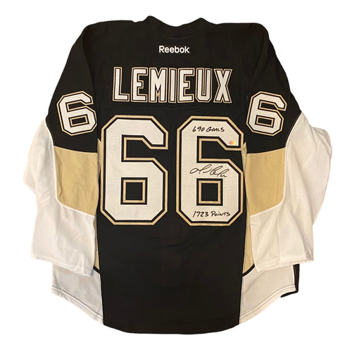 Mario Lemieux Pittsburgh Penguins Signed Jersey Framed 39x36 Jsa