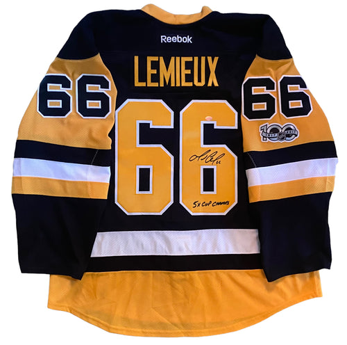 Mario Lemieux Signed Penguins 36x44 Custom Framed Jersey (JSA