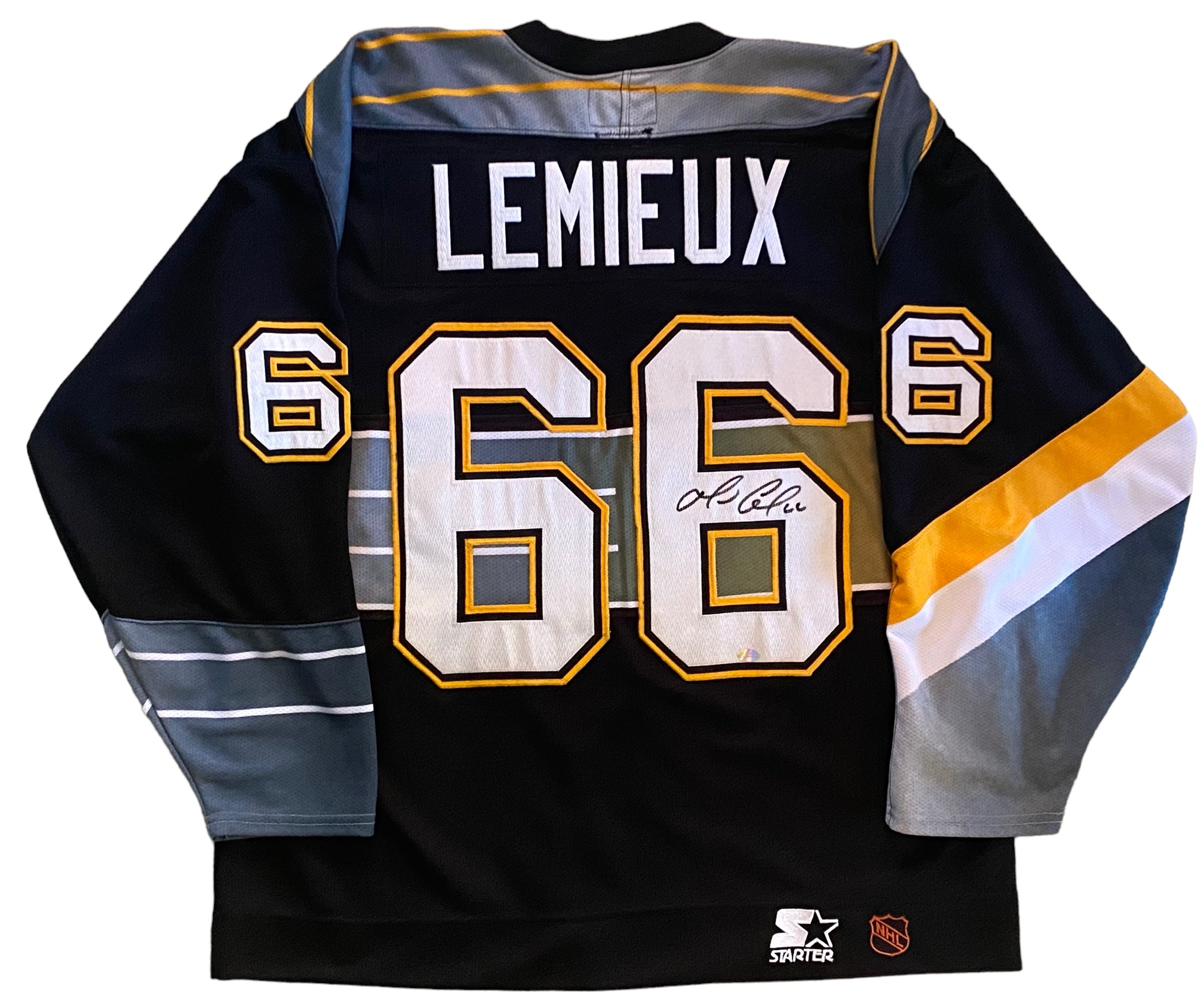 Mario LeMieux Signed, Inscribed 1985 Calder Pittsburgh Penguins Adidas Authentic Jersey