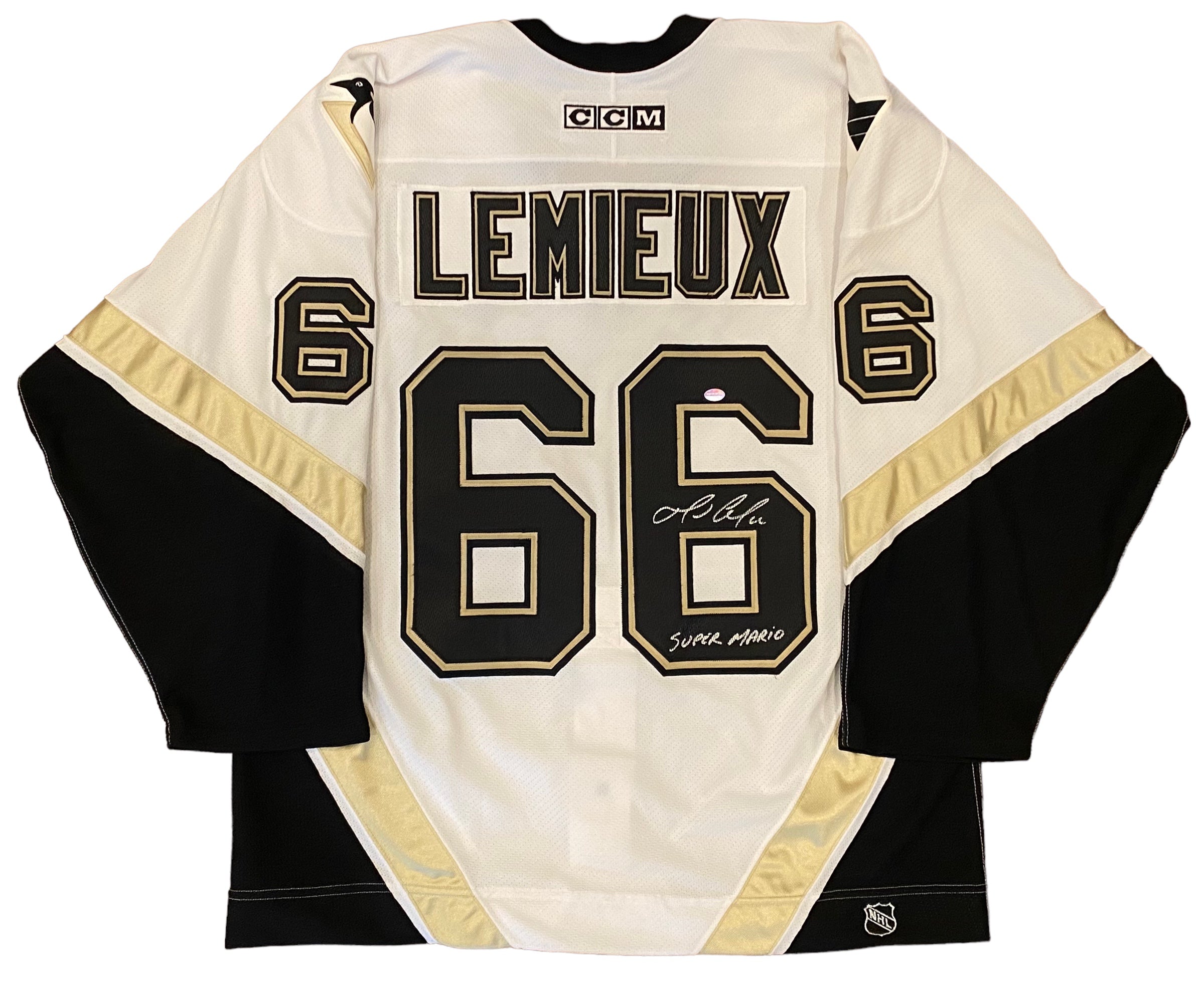 Mario Lemieux Pittsburgh Penguins Autographed White CCM Heroes of Hockey  Jersey